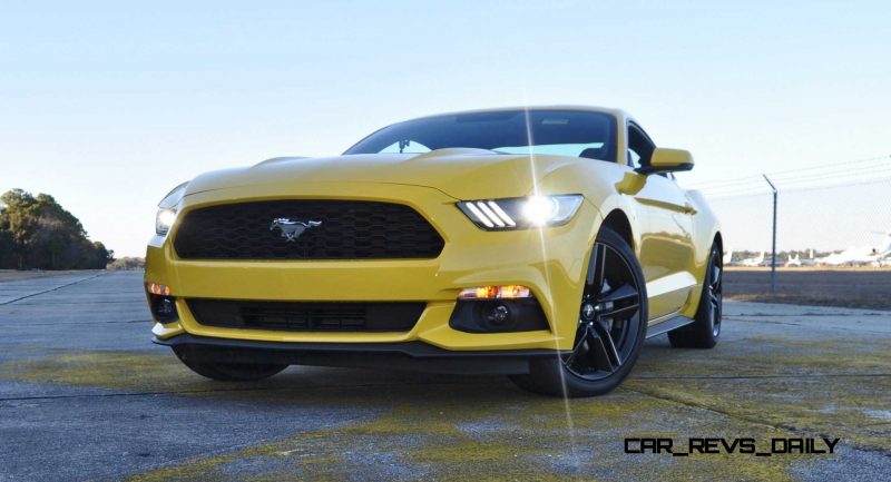 HD Road Test Review - 2015 Ford Mustang EcoBoost in Triple Yellow with Performance Pack 178