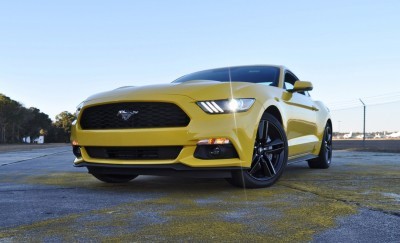 HD Road Test Review - 2015 Ford Mustang EcoBoost in Triple Yellow with Performance Pack 179