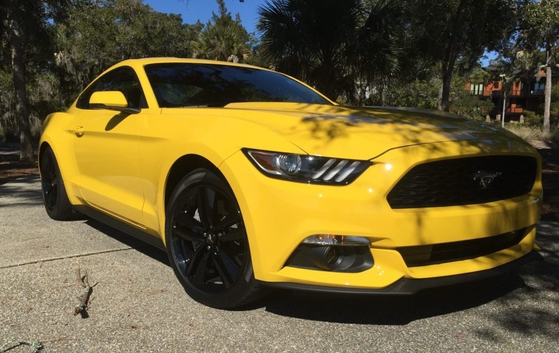 HD Road Test Review - 2015 Ford Mustang EcoBoost in Triple Yellow with Performance Pack 19