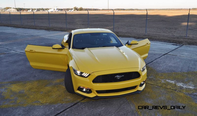 HD Road Test Review - 2015 Ford Mustang EcoBoost in Triple Yellow with Performance Pack 193