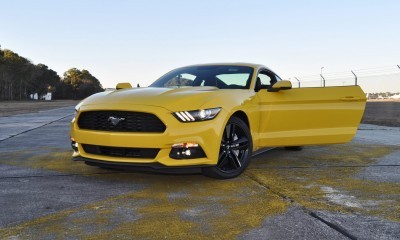 HD Road Test Review - 2015 Ford Mustang EcoBoost in Triple Yellow with Performance Pack 223