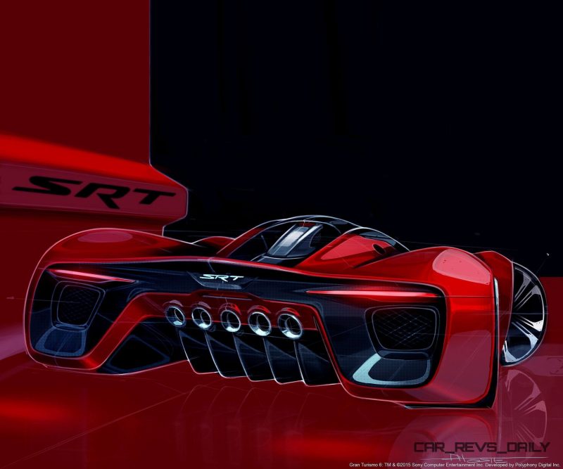 SRT Tomahawk Vision Gran Turismo Concept Rear View Sketch