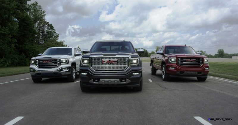 2016 GMC Sierra (L to R) SLT, Denali and All Terrain