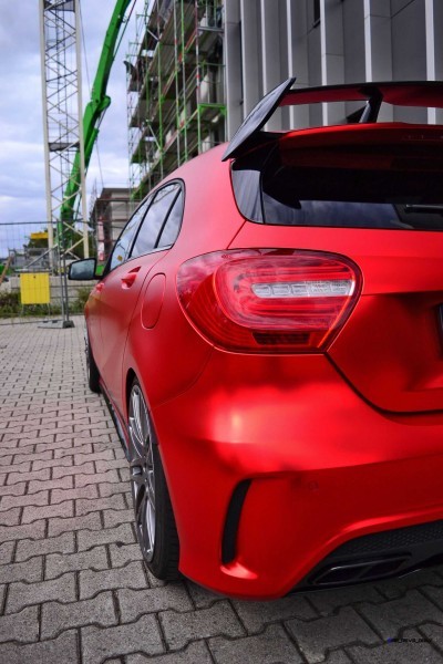 Mercedes-Benz A45 AMG in Satin Red Chrome Wrap by FOLIEN EXPERTE 10