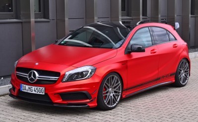 Mercedes-Benz A45 AMG in Satin Red Chrome Wrap by FOLIEN EXPERTE 2