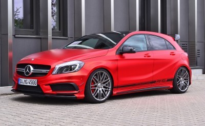 Mercedes-Benz A45 AMG in Satin Red Chrome Wrap by FOLIEN EXPERTE 3