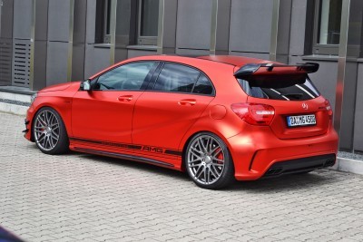 Mercedes-Benz A45 AMG in Satin Red Chrome Wrap by FOLIEN EXPERTE 4