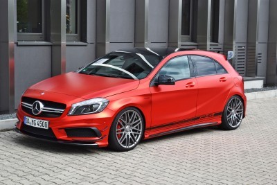 Mercedes-Benz A45 AMG in Satin Red Chrome Wrap by FOLIEN EXPERTE 5