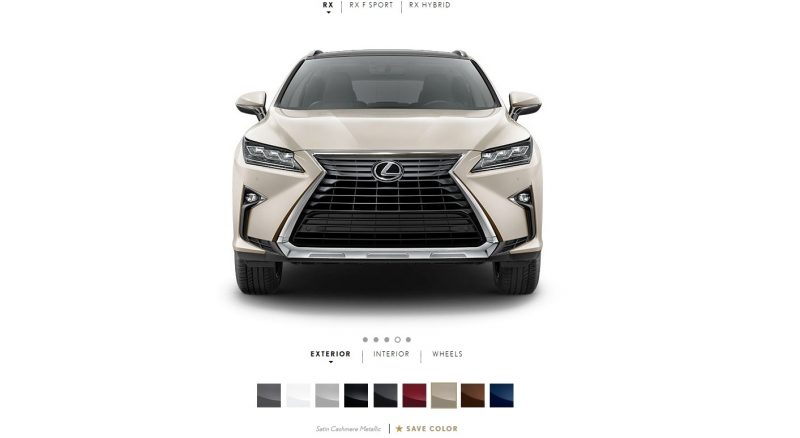 2016 Lexus RX350 Colors