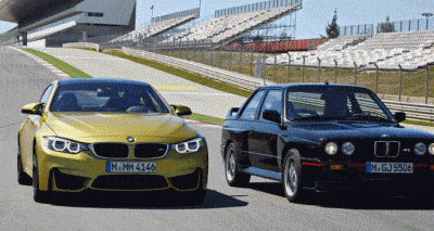 BMW M4 2015 and BMW E30 M3 Sport Evo GIF heaqder